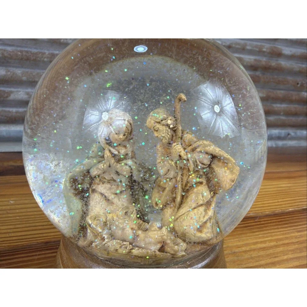 Fontanini Holy Family Glitterdome Snow Globe Musical “O Holy Night” Roman 1989